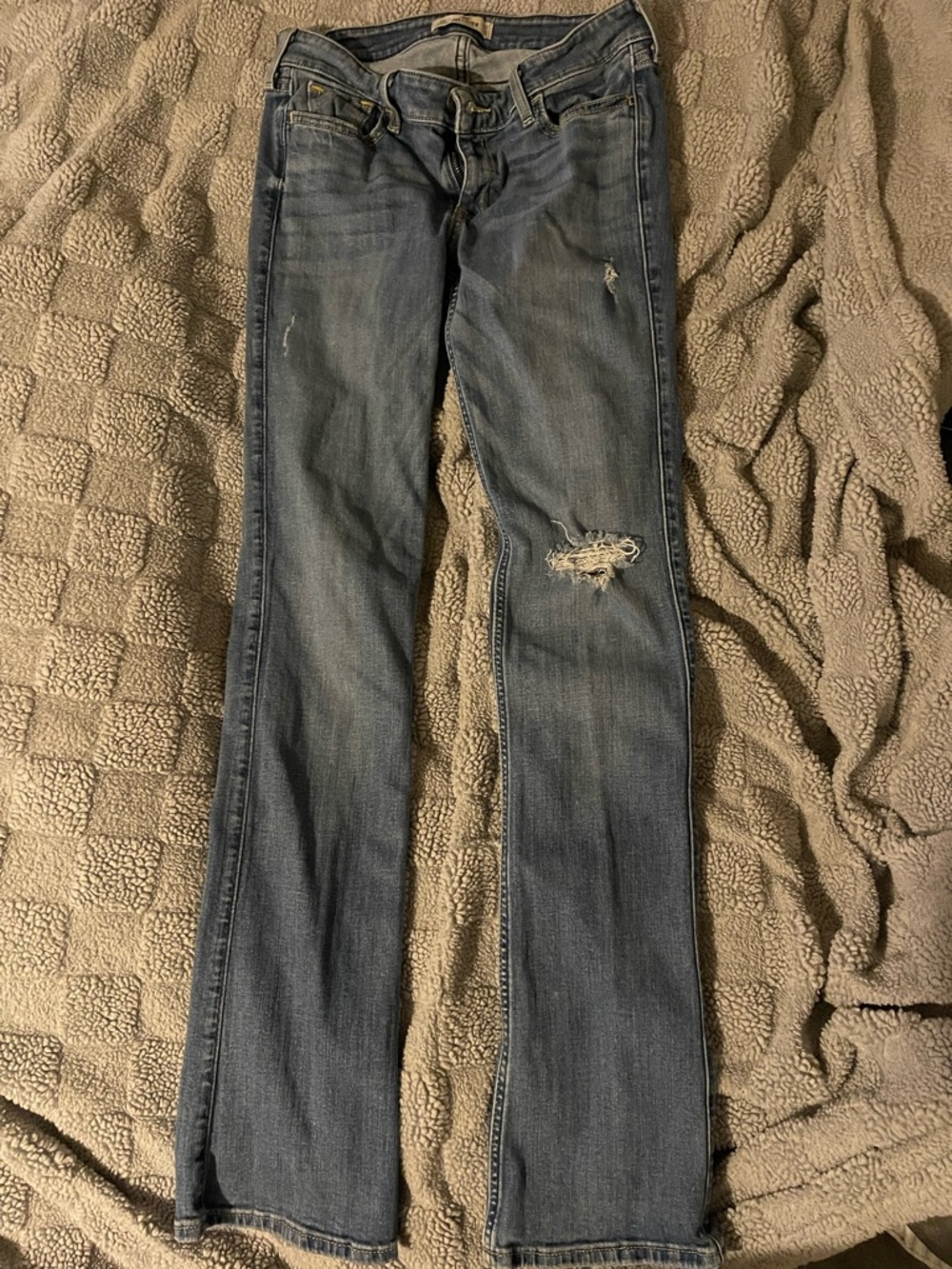 Hollister Light Blue Boot cut Jeans with Knee Distress